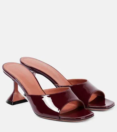 Amina Muaddi Lupita 70 Patent Leather Mules In Burgundy