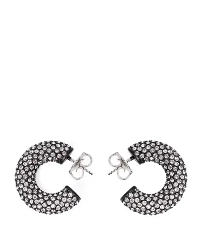 Amina Muaddi Mini Cameron Hoop Earrings In Black