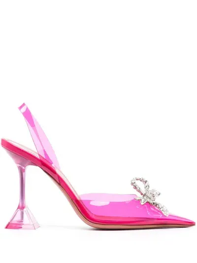 Amina Muaddi Rosie Glass Sling Pumps In Pink