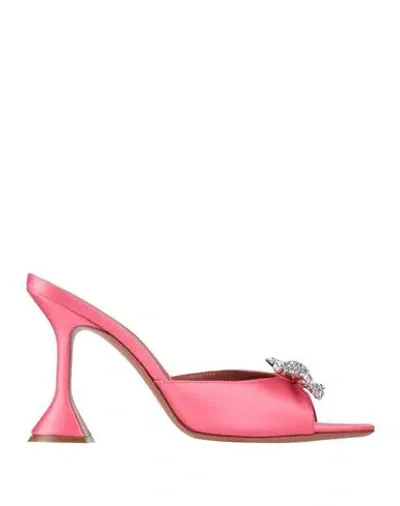 Amina Muaddi Pink Rosie Glass Slipper Heeled Sandals