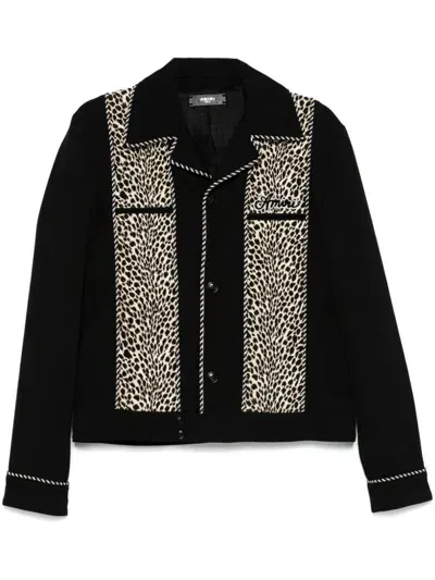 Amiri Black Leopard Print Bomber Jacket