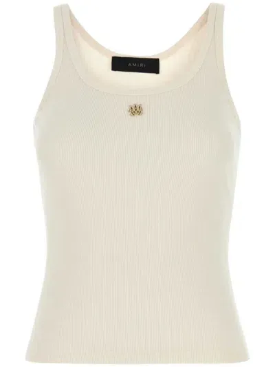 Amiri Beige Ribbed Tank Top In Alabaster