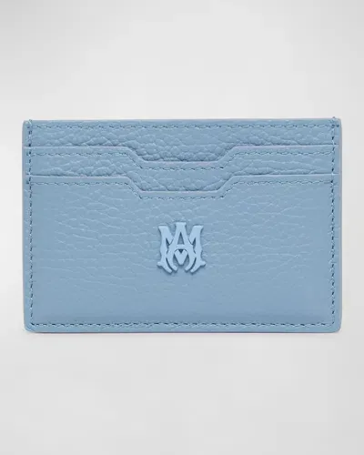 Amiri Men's Logo Leather Card Holder In Blue