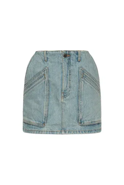 Amiri Panelled Mini Denim Skirt In Blue