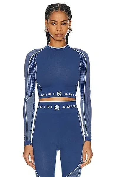 Amiri Seamless Cropped Top In Dark Blue