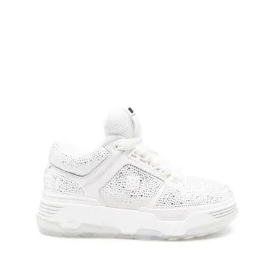 Amiri Crystal Ma-1 Leather Sneakers In White