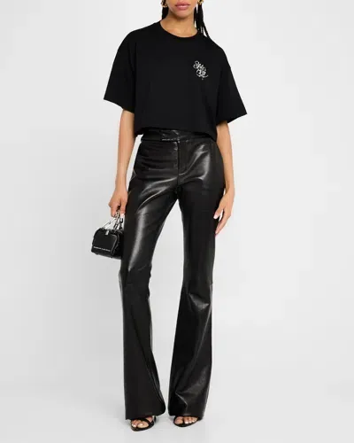 Amiri Swirl Leopard Logo Crop T-shirt In Black