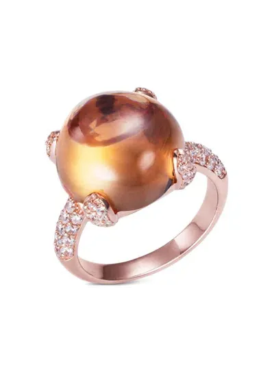 Anabela Chan 18kt Rose Gold Vermeil Sugarloaf Citrine Ring In Pink