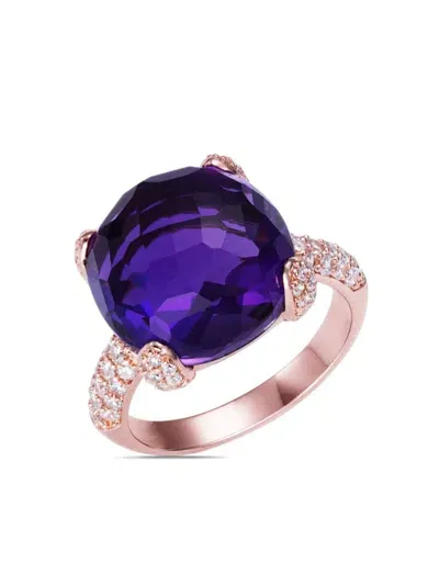 Anabela Chan 18kt Rose Gold Vermeil Sugarloaf Faceted Amethyst Ring In Pink