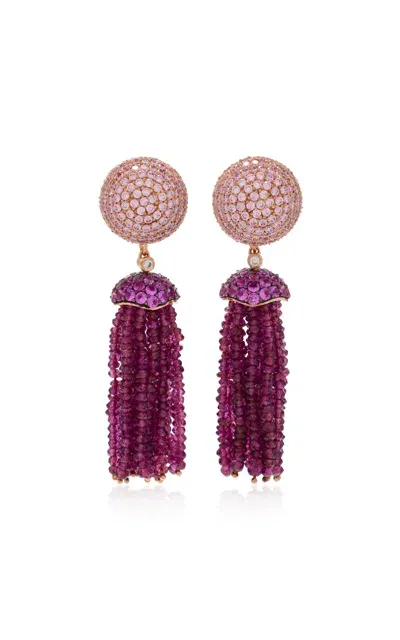 Anabela Chan Bauble Tassel 18k Rose Gold Vermeil Sapphire; Garnet Earrings In Pink