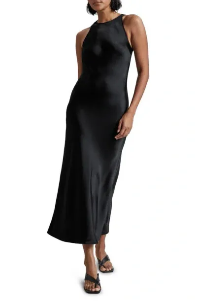 & Other Stories Sleeveless Satin Midi Dress In Black