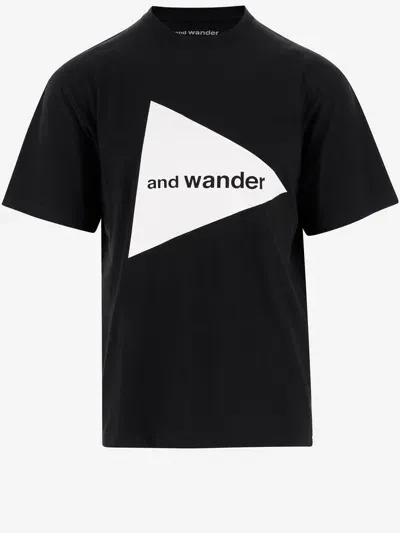 And Wander Logo-print Jersey T-shirt In Black