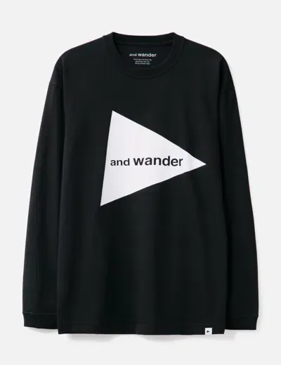 And Wander Logo Long Sleeve T-shirt In Black