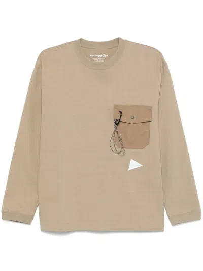 And Wander 76 Heavy Cotton Sweatshirt In Beige