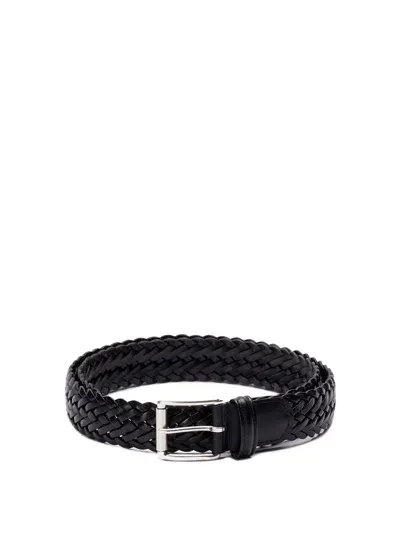 Anderson's Woven Leather Casual Belt In Blue