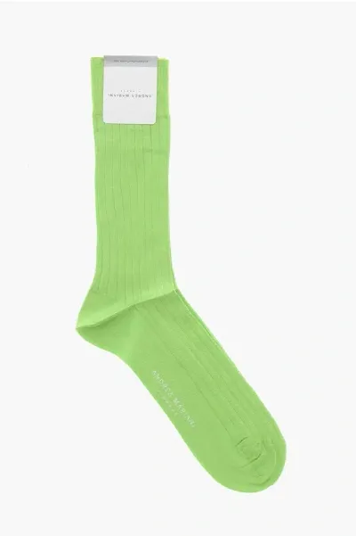 Andrea Mariani Ribbed Cotton Blend Socks In Green