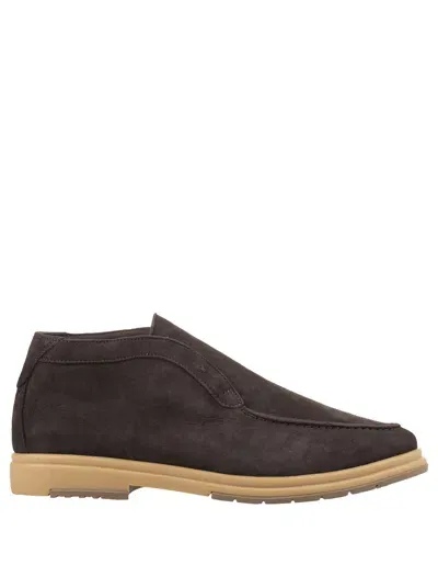 Andrea Ventura Oyster Nuvolari Ankle Boots In Ebony-ivory In Brown