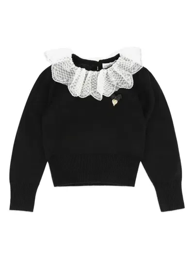 Angel's Face Kids' Meg Lace Collar Jumper In Black