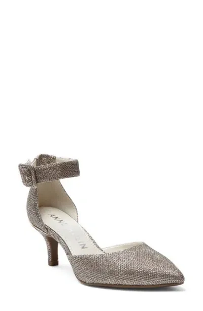 Anne Klein Fabulist Ankle Strap Pointed Toe Pump In Platinum