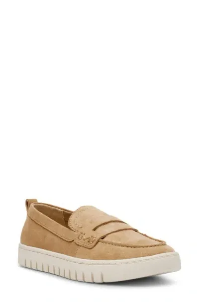 Anne Klein Kinetic Penny Loafer In Sand Suede