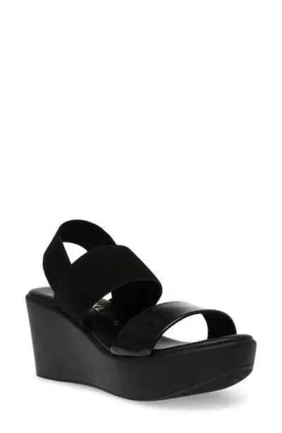 Anne Klein Poli Strappy Platform Wedge In Black