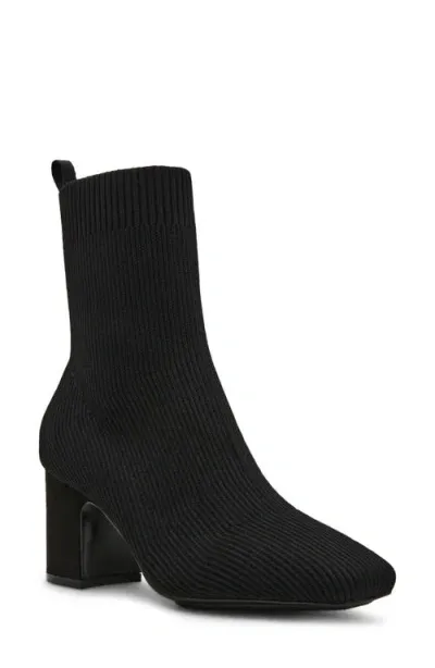 Anne Klein Tessel Knit Block Heel Bootie In Black Knit