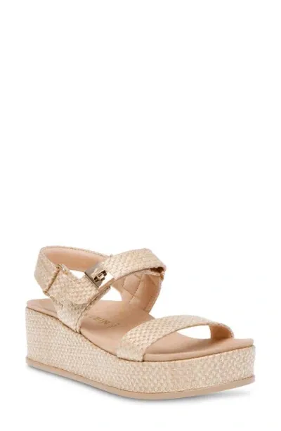 Anne Klein Violette Slingback Platform Wedge Sandal In Natural Raffia