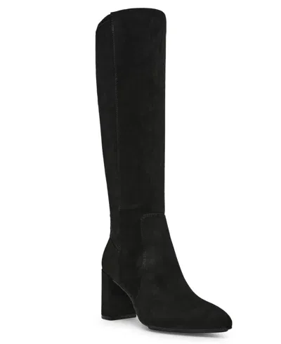 Anne Klein Women's Barnard Block Heel Knee High Dress Boots In Black Ms