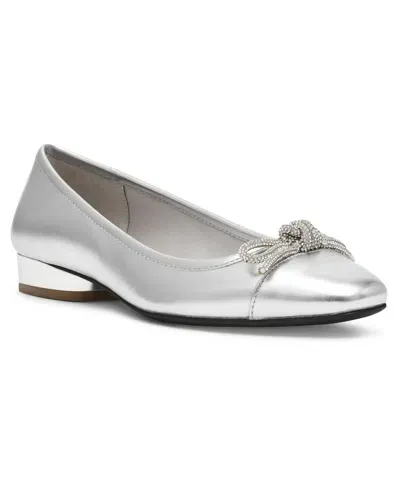 Anne Klein Women's Cassidy Rhinestone Bow Ballet Flats In Silver