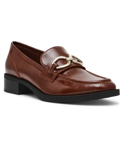 Anne Klein Women's Korrie Ornamented Slip On Loafers In Cognac Crinkle