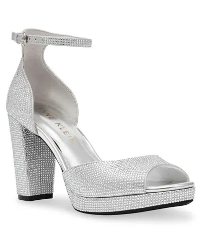 Anne Klein Women's Vista Embellished Platform Dress Sandals In Silver