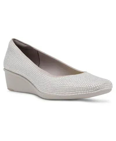 Anne Klein Women's Wisher Embellished Wedge Pumps In Silver Crystal