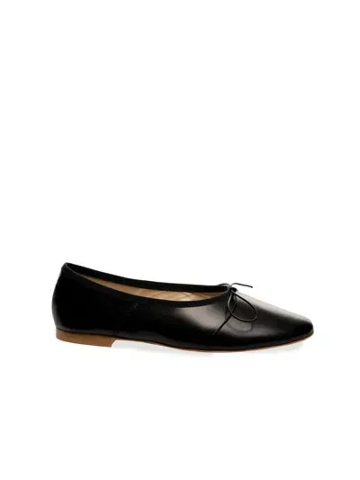 Anniel Scarpa Dream Ballerina Pelle Suola Cuoio In Black