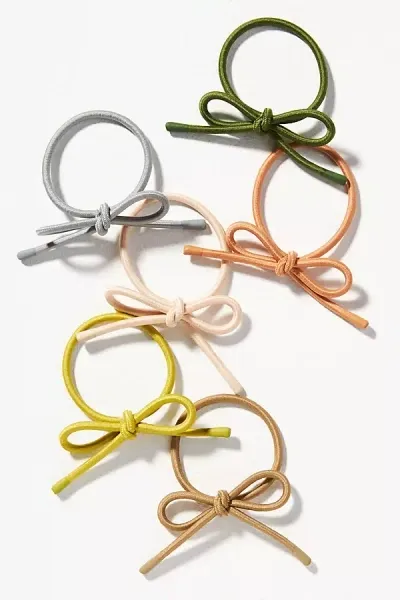 Anthropologie Bow Hair Ties, Set Of 6 In Green