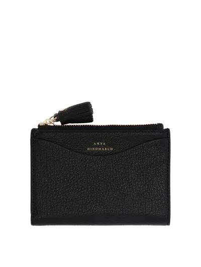 Anya Hindmarch Peeping Eyes Small Double Zip Wallet In Black