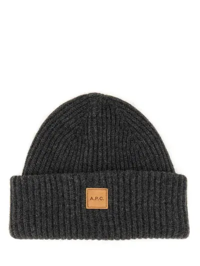 Apc A. P.c. Beanie Hat With Logo In Grey