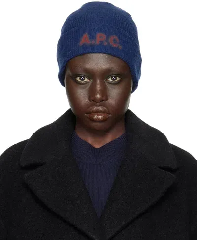 Apc Blue Harry Beanie In Iah Dark Blue