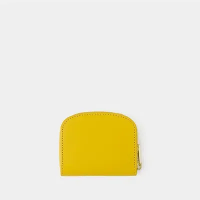 Apc Demi Lune Mini Compact Change Purse - A.p.c - Leather - Yellow In Black