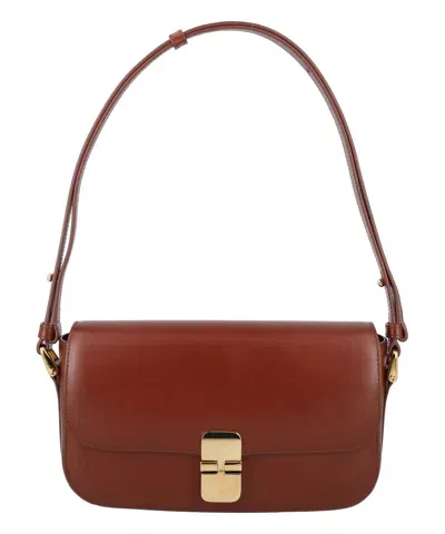 Apc Grace Baguette Shoulder Bag In Brown