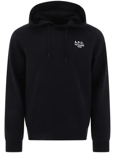 Apc A.p.c. Logo Embroidered Drawstring Hoodie In Black