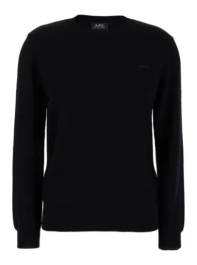 Apc A.p.c. Logo Embroidered Knit Jumper In Black