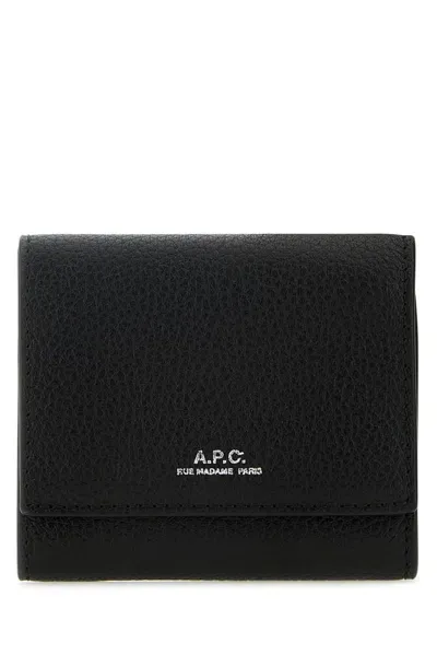 Apc A.p.c. Logo Printed Bifold Wallet In Black