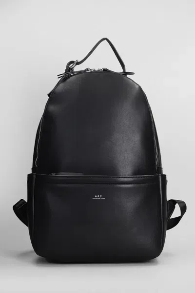 Apc Logo Recycled Faux Leather Backpack In Black