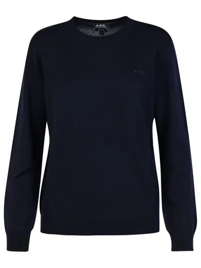 Apc Wool Sweater Crew Neck Ribbed Cuffs In Black