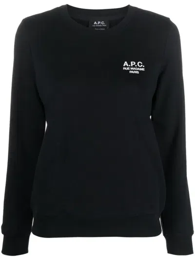 Apc Logo-embroidered Cotton Sweatshirt In Black