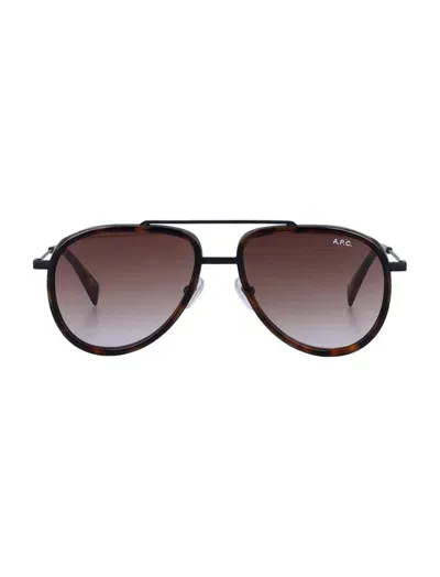 Apc A.p.c. Sterling Aviator Frame Sunglasses In Brown