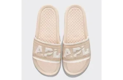 Apl Athletic Propulsion Labs Big Logo Techloom Slide Sandals In Beach/ivory