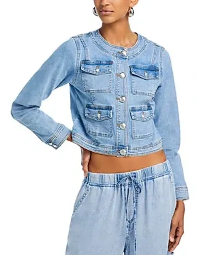 Aqua Cropped Denim Jacket - Exclusive In Blue