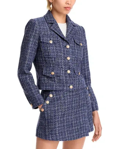 Aqua Multi Pocket Tweed Jacket - Exclusive In Lurex Denim