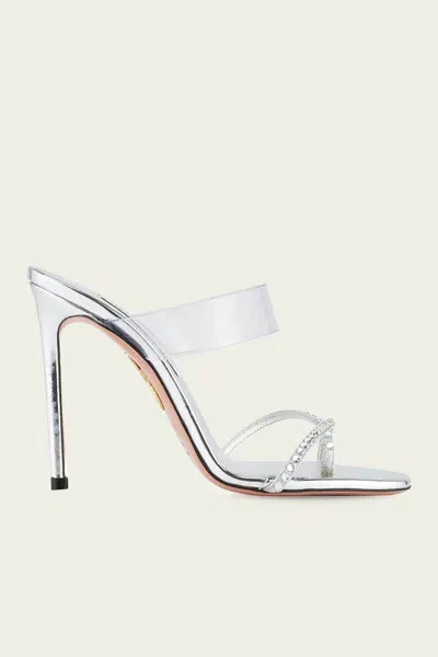 Aquazzura Movie Mule 105 In Silver In Multi